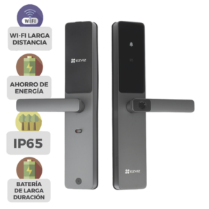 Cerradura Inteligente / Wi-Fi / Bluetooth  / Códigos Temporales Para Visitantes / Lectura de Huella / Lectura de Tag / Contraseña /  Botón para Timbrar / Apertura Remota /  Alarma Anti-intrusión /  No Requiere HUB